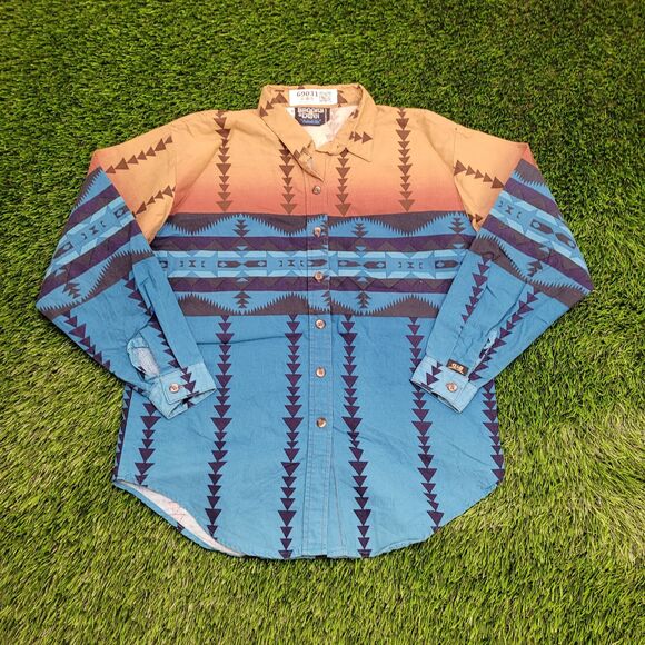 Vintage Panhandle-Slim Button Shirt Womens Small 20x27 Blue - Picture 1 of 10